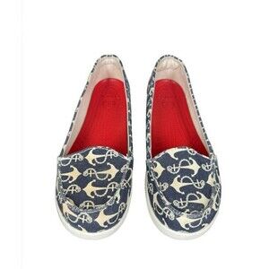 Crocs Melbourne II Short Vamp Slip On Loafers Nautical Anchor Navy Shoes W10 NEW